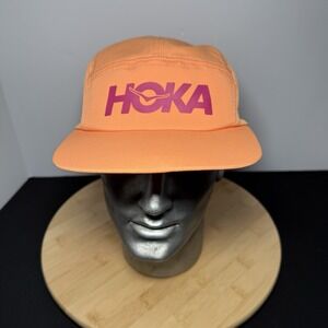 Hoka Performance 5 Panel Hat Coral Peach Adjustable Running Hiking Packable